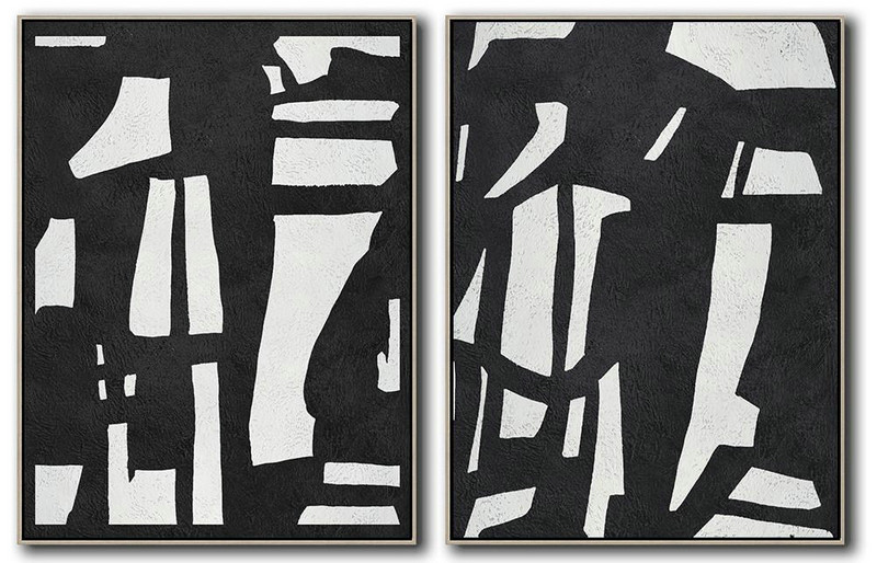 Original Extra Large Wall Art,Set Of 2 Minimal Painting On Canvas - Big Painting